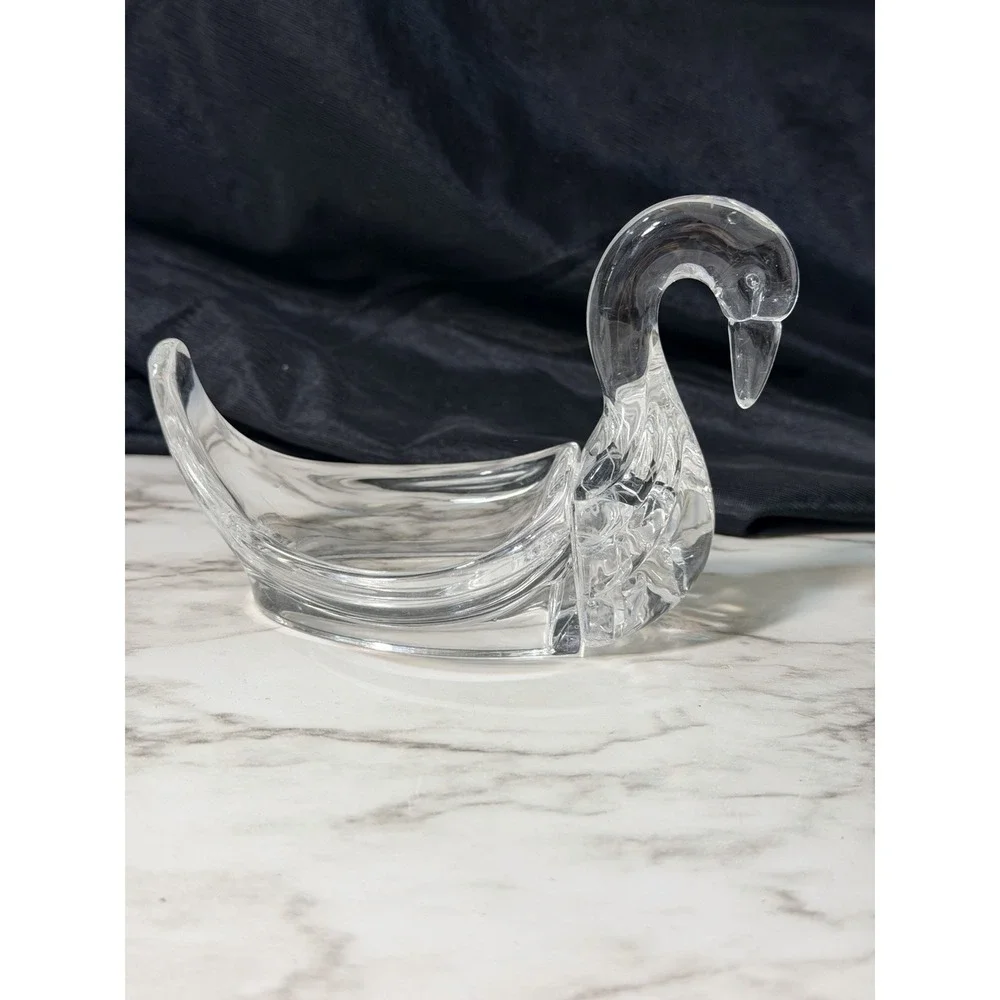 VTG MCM Clear Acrylic Lucite Swan Guest Towel Holder Soap Dish Stand (2921)